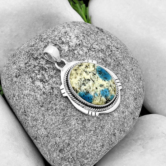 Natural K2 Blue - Azurite In Quartz Pendant P-1463 SDP132532