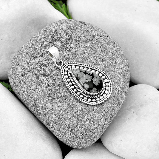 Natural Snow Flake Obsidian Pendant P-1578 SDP132612