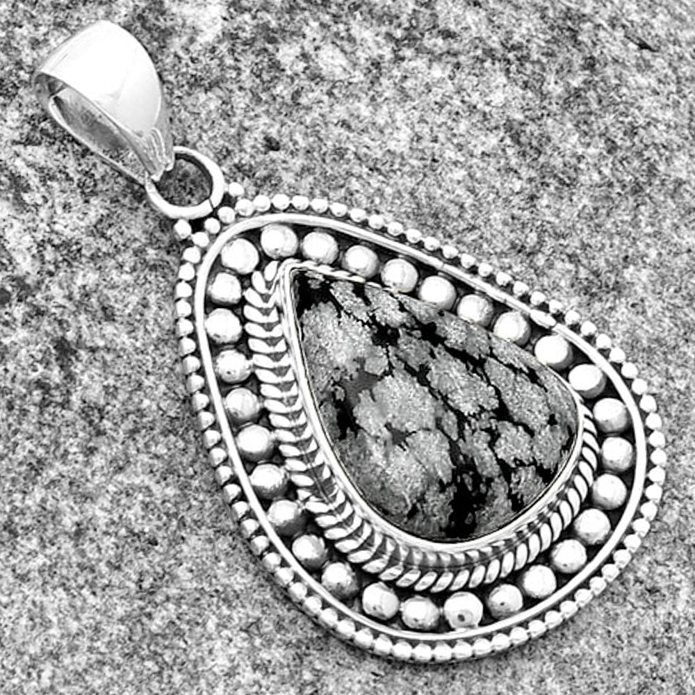 Natural Snow Flake Obsidian Pendant P-1578 SDP132624