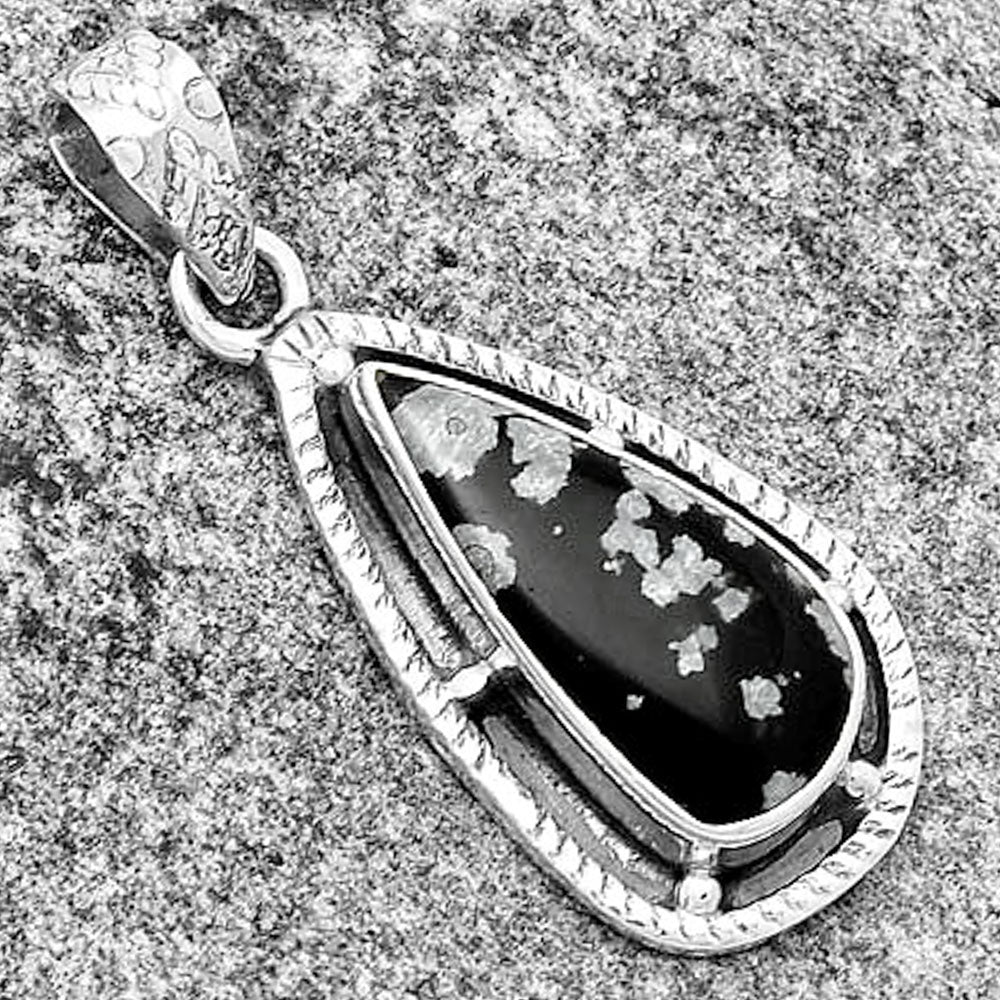 Natural Snow Flake Obsidian Pendant P-1495 SDP132666