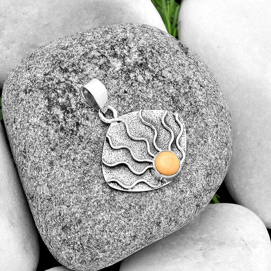 Fire Flame Natural Spiny Oyster Shell Pendant P-1685 SDP132936