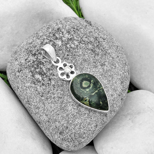 Natural Star Galaxy Jasper & Zircon Pendant P-1634 SDP133203