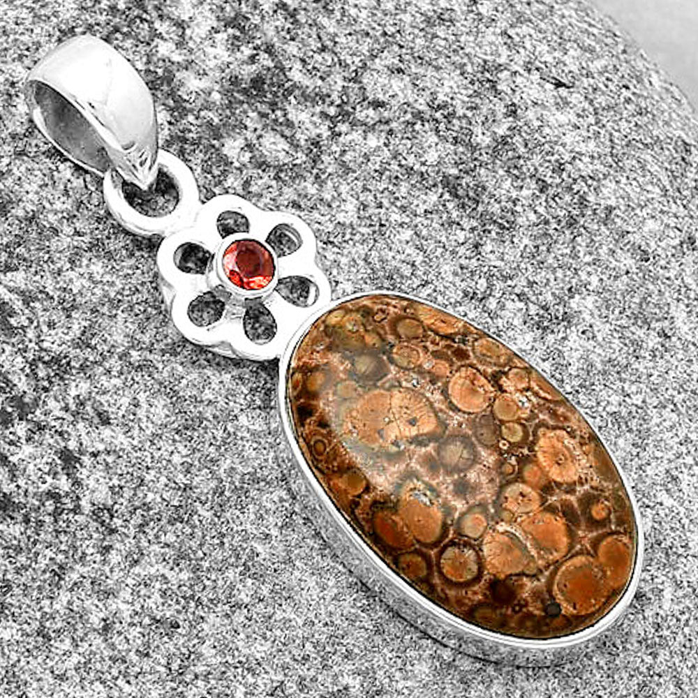 Natural Poppy Jasper & Garnet Pendant P-1634 SDP133211
