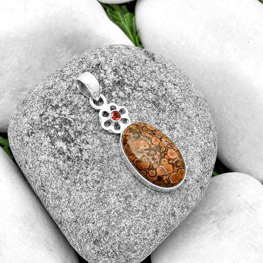 Natural Poppy Jasper & Garnet Pendant P-1634 SDP133211
