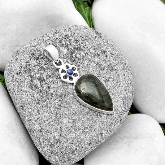 Natural Indigo Gabbro & Lapis Lazuli Pendant P-1634 SDP133212