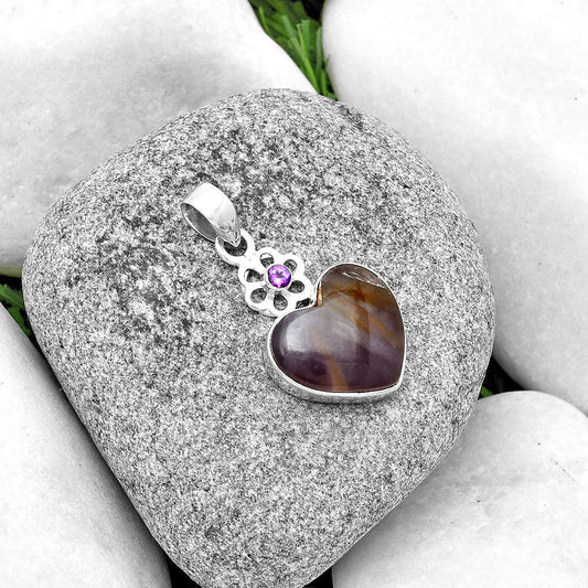 Heart Amethyst Sage Agate & Amethyst Pendant P-1634 SDP133213
