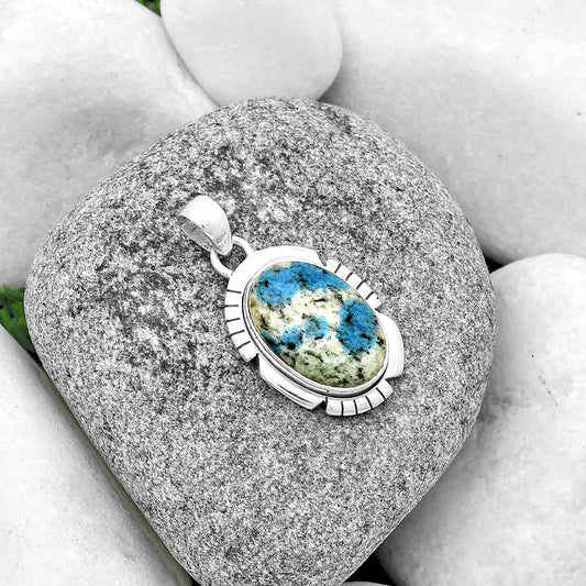 Natural K2 Blue - Azurite In Quartz Pendant P-1179 SDP133479