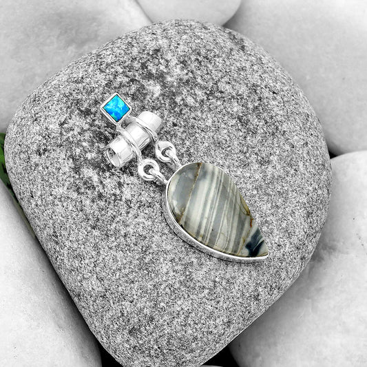 Natural Picasso Jasper & Fire Opal Pendant P-1276 SDP133614
