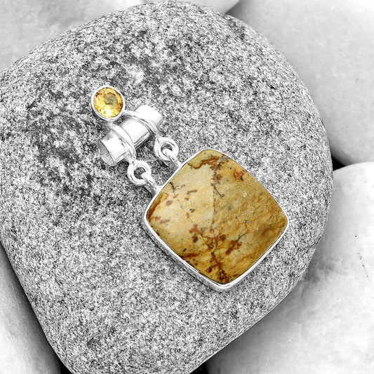 Rocky Butte Picture Jasper & Citrine Pendant P-1276 SDP133619