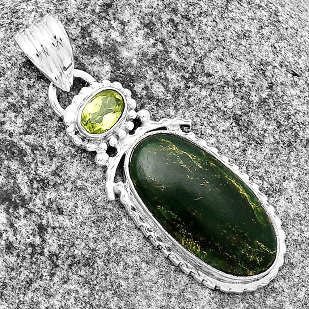 Natural Green Fuchsite & Peridot Pendant P-1452 SDP133675
