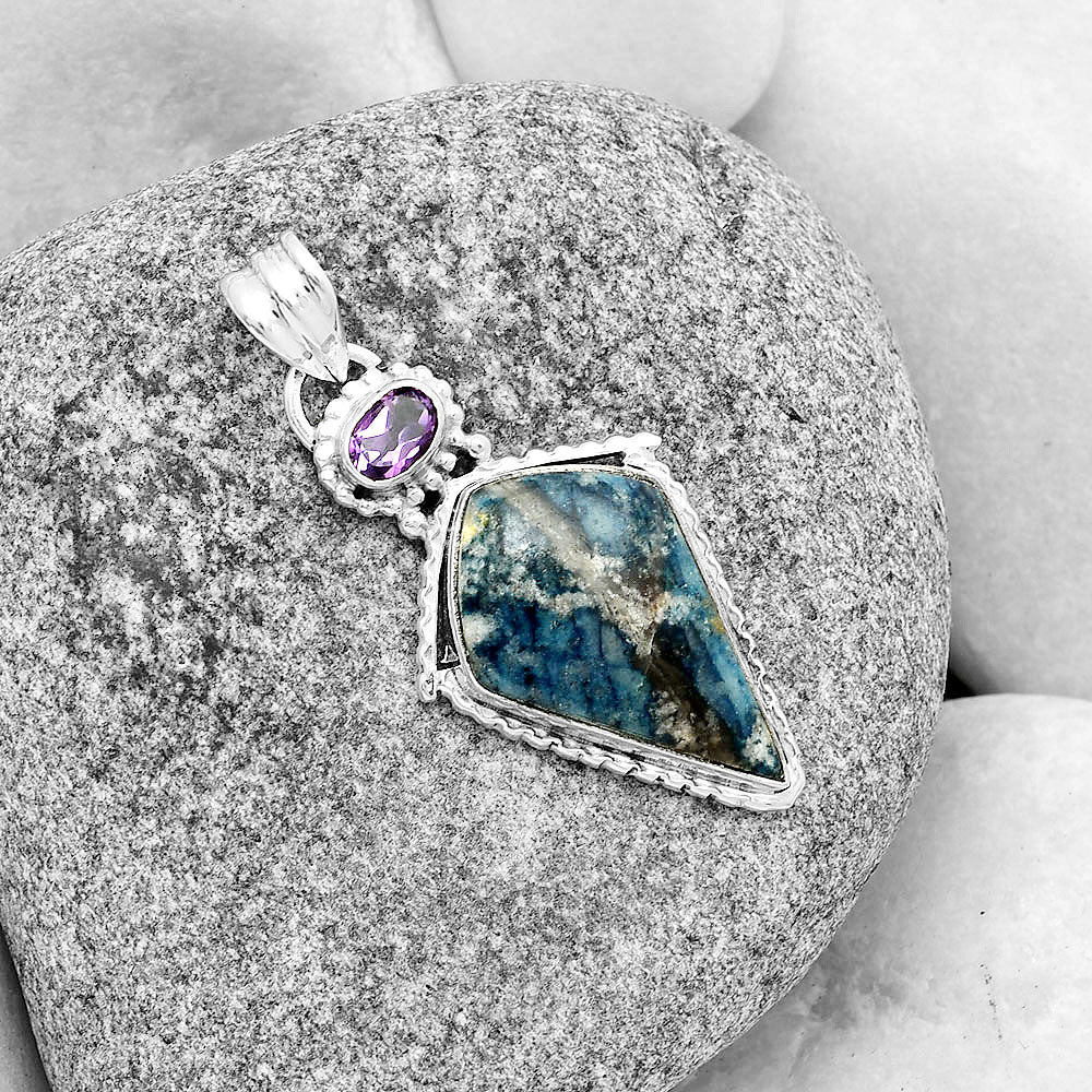 Blue Scheelite - Turkey & Amethyst Pendant P-1452 SDP133683