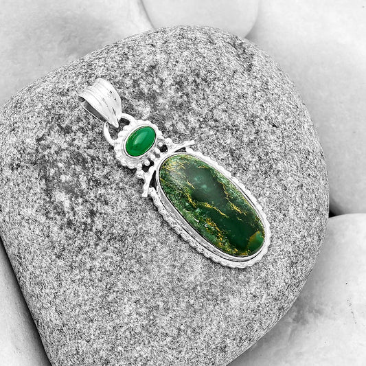 Natural Green Fuchsite & Green Onyx Pendant P-1452 SDP133685