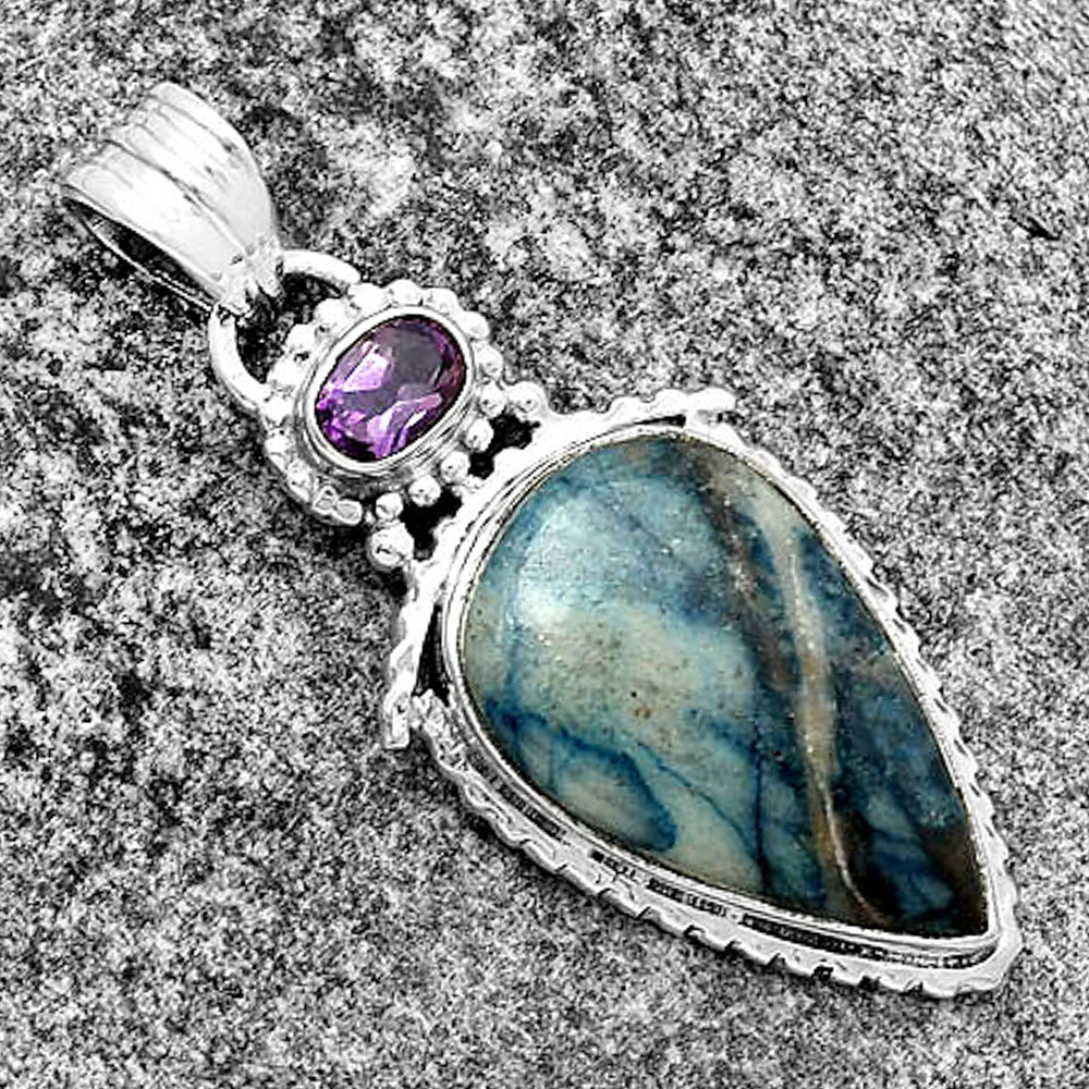 Blue Scheelite - Turkey & Amethyst Pendant P-1452 SDP133689