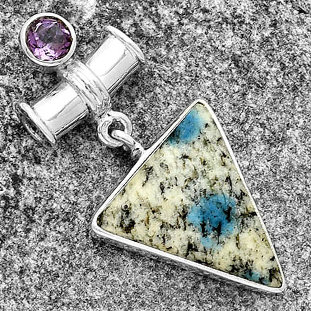 K2 Blue Azurite In Quartz & Amethyst Pendant P-1337 SDP133712