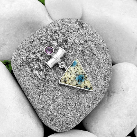 K2 Blue Azurite In Quartz & Amethyst Pendant P-1337 SDP133712