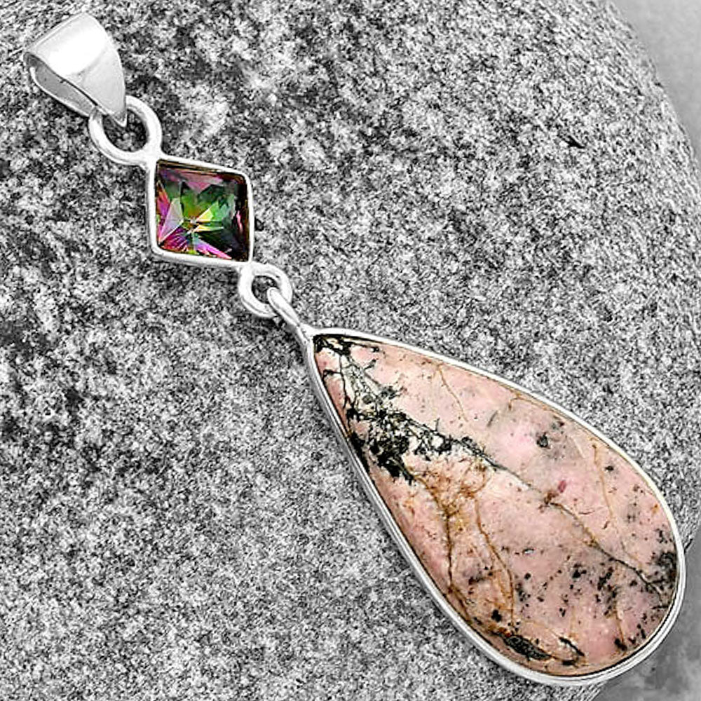 Natural Rhodonite & Mystic Topaz Pendant P-1098 SDP133745