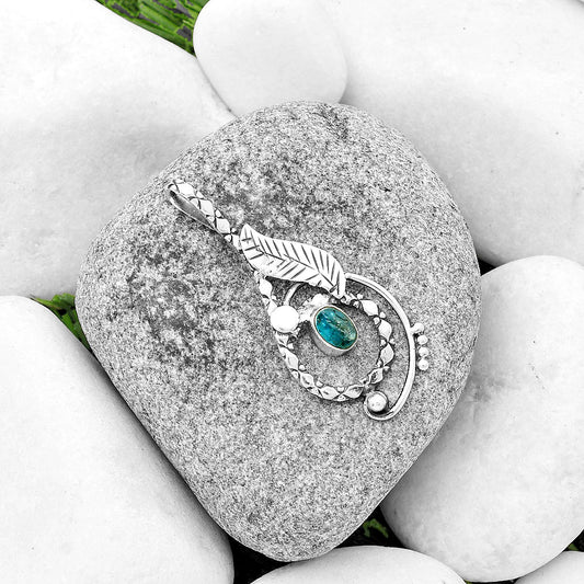 Neon Blue Apatite Rough - Madagascar Pendant P-1215 SDP133857