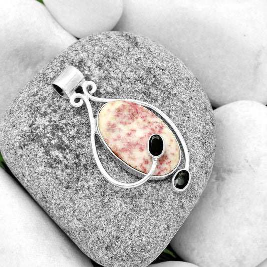 Natural Cinnabar & Black Onyx Pendant P-1051 SDP133991