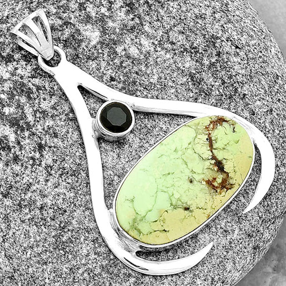 Lemon Chrysocolla Brazil & Black Onyx Pendant P-1057 SDP133996