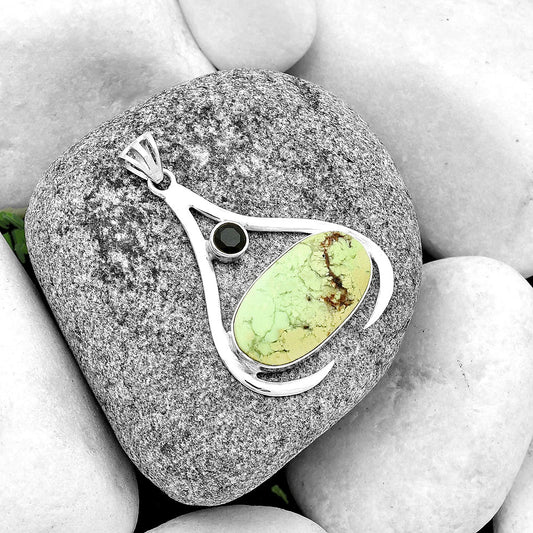 Lemon Chrysocolla Brazil & Black Onyx Pendant P-1057 SDP133996