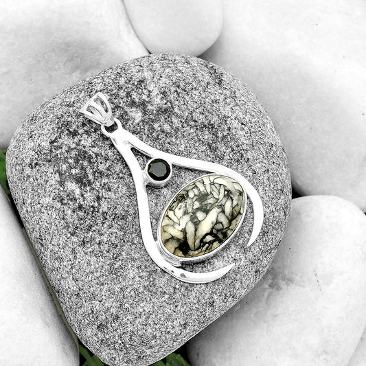 Natural Pinolith Stone & Black Onyx Pendant P-1057 SDP134004