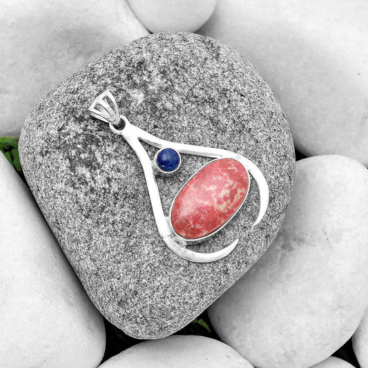 Pink Thulite - Norway & Lapis Lazuli Pendant P-1057 SDP134012