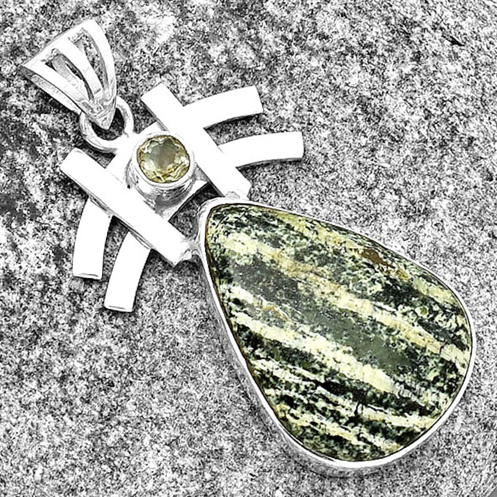 Chrysotile & Prasiolite (Green Amethyst) Pendant P-1046 SDP134031