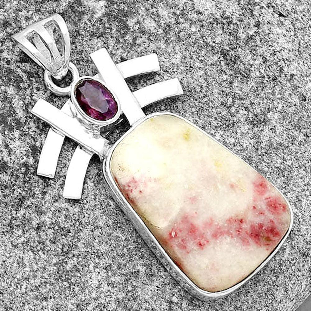 Natural Cinnabar & Amethyst Pendant P-1046 SDP134039