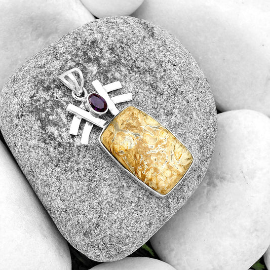 Natural Rock Calcy & Amethyst Pendant P-1046 SDP134057