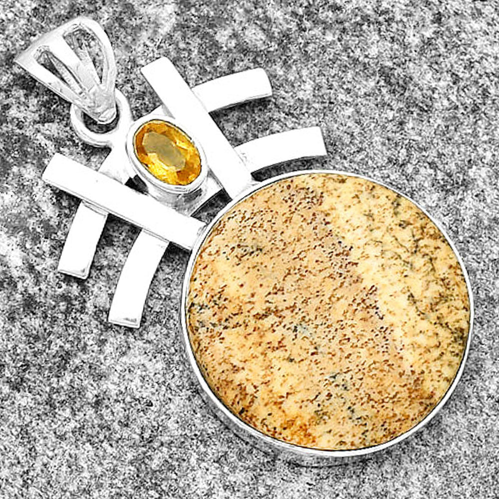 Natural Picture Jasper & Citrine Pendant P-1046 SDP134061