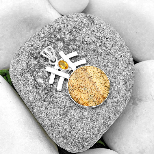 Natural Picture Jasper & Citrine Pendant P-1046 SDP134061