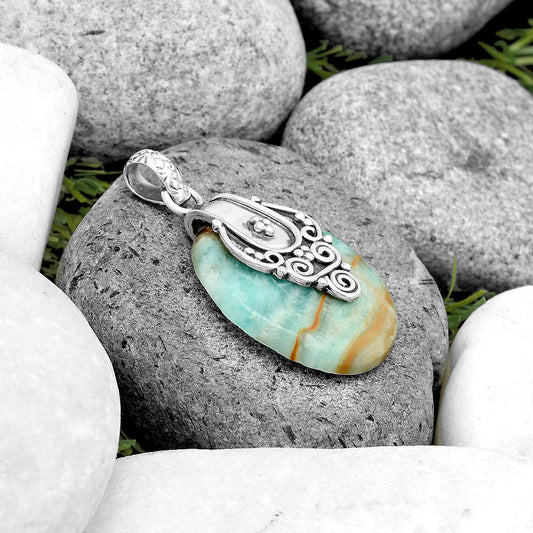 Natural Green Lace Agate Pendant P-1313 SDP134465