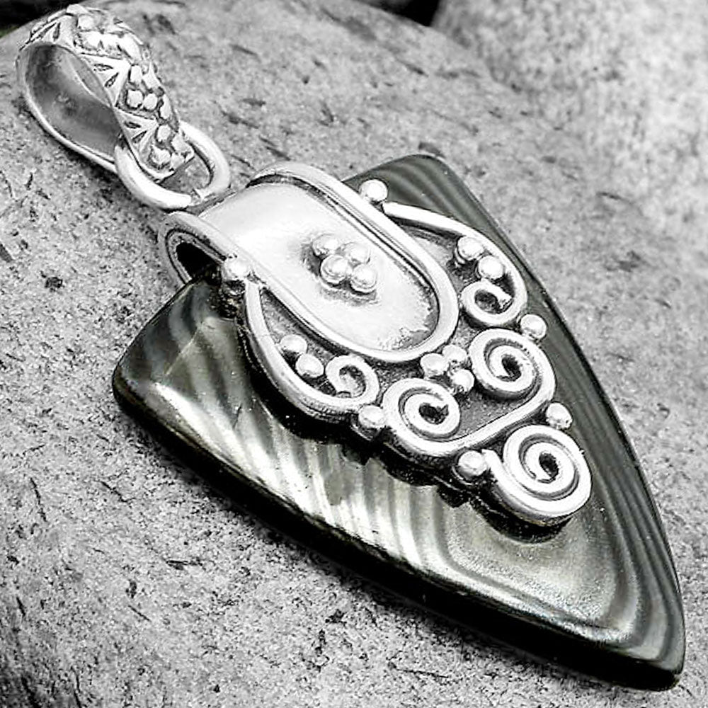 Crown Of Silver Psilomelane - Black Malachite Pendant P-1313 SDP134467