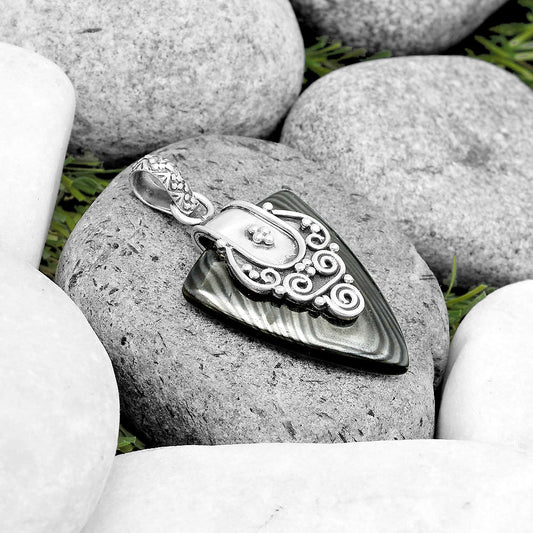 Crown Of Silver Psilomelane - Black Malachite Pendant P-1313 SDP134467