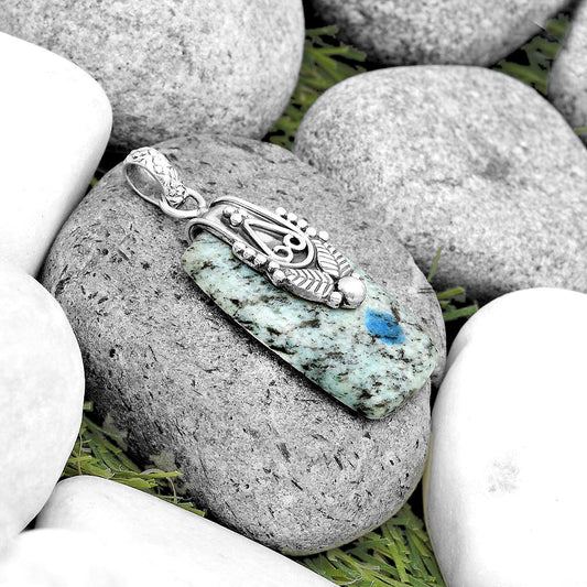 Southwest K2 Blue Azurite In Quartz Pendant P-1313 SDP134580