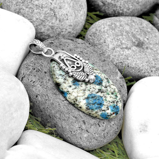 Southwest K2 Blue Azurite In Quartz Pendant P-1313 SDP134582