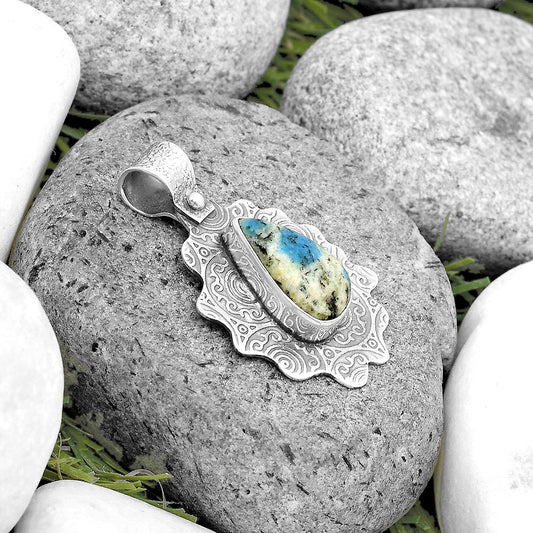 Natural K2 Blue - Azurite In Quartz Pendant P-1238 SDP134621