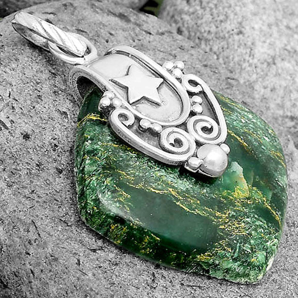 Star - Natural Green Fuchsite Pendant P-1313 SDP134671