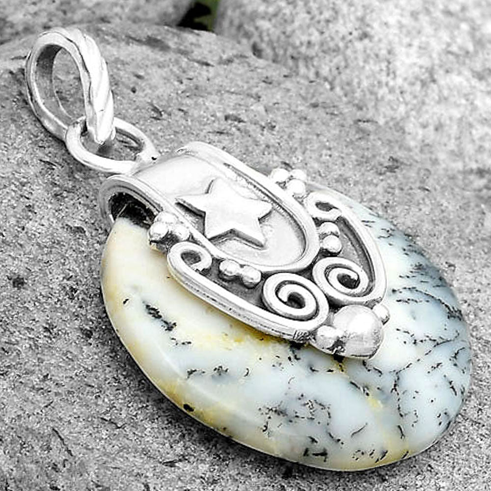 Star Natural Merlinite Dendritic Opal Pendant P-1313 SDP134676