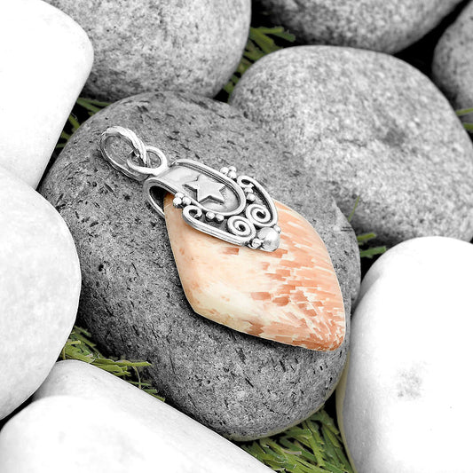 Star Natural Orange Scolecite India Pendant P-1313 SDP134677