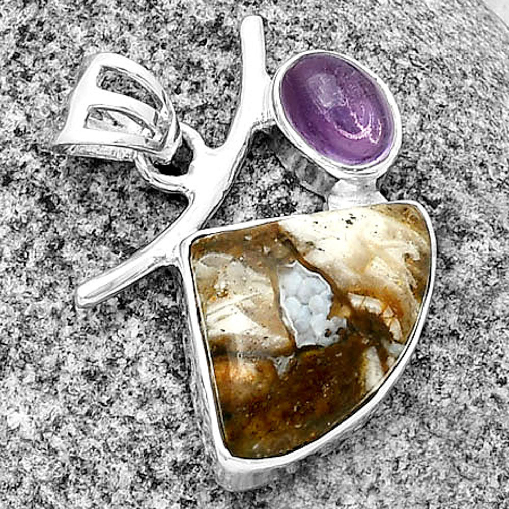 Natural Tube Agate Turkish & Amethyst Pendant P-1071 SDP134890