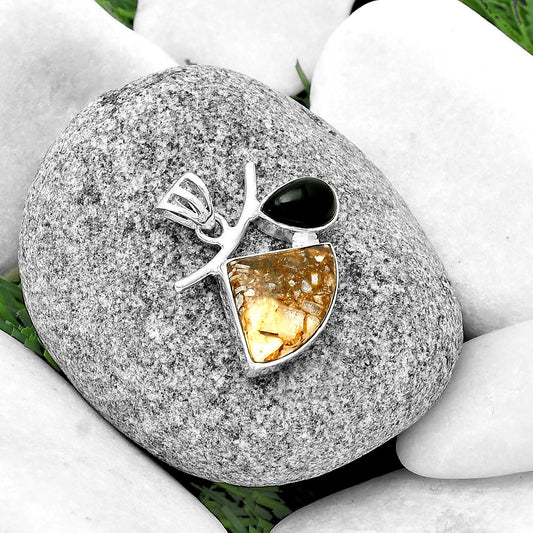 Tube Agate - Turkish & Black Onyx Pendant P-1071 SDP134893