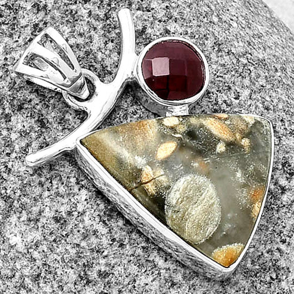 Natural Tabu Jasper & Garnet Pendant P-1071 SDP134908