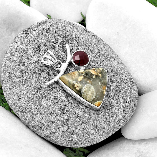 Natural Tabu Jasper & Garnet Pendant P-1071 SDP134908