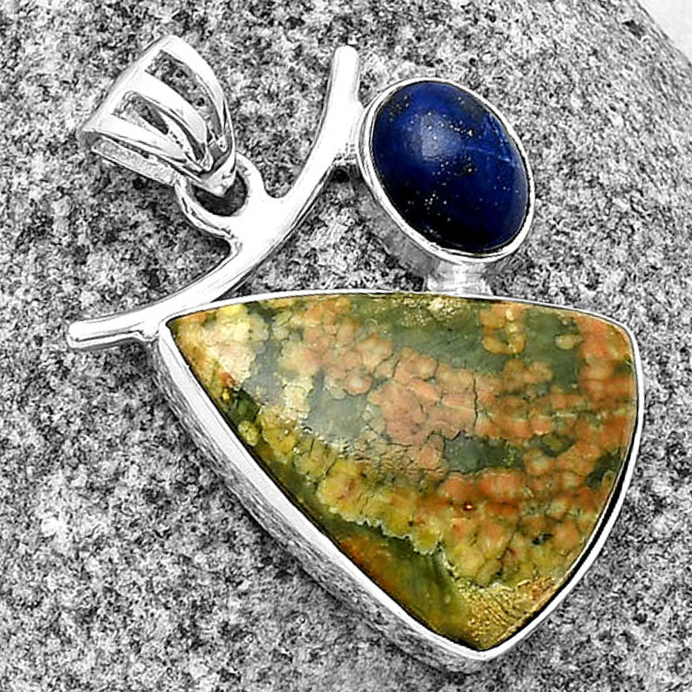 Natural Ocean Jasper & Lapis Lazuli Pendant P-1071 SDP134914