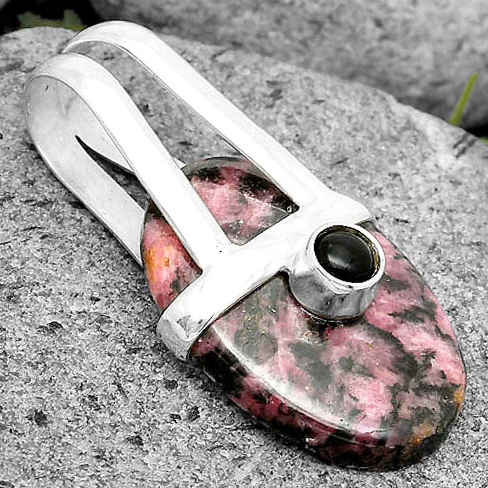 Natural Rhodonite & Black Onyx Pendant P-1563 SDP135417
