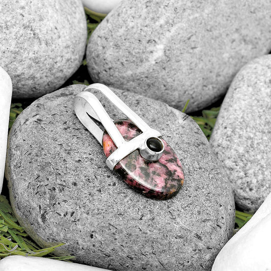 Natural Rhodonite & Black Onyx Pendant P-1563 SDP135417