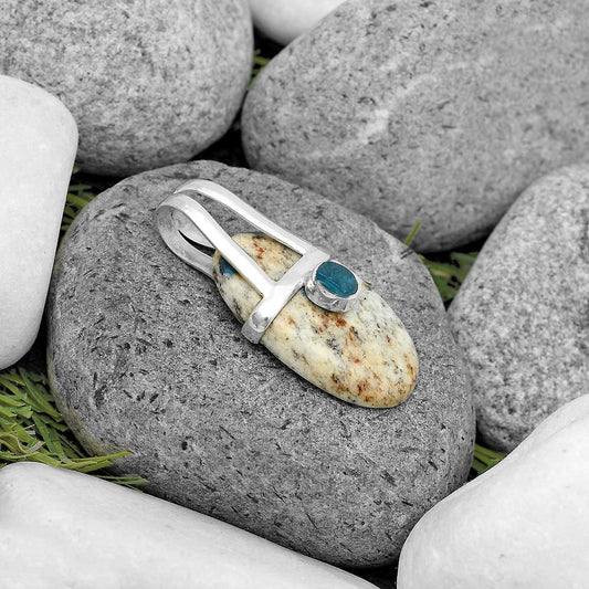 K2 Blue - Azurite In Quartz & Neon Blue Apatite Rough Pendant P-1563 SDP135439