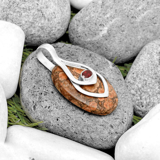 Natural Poppy Jasper & Garnet Pendant P-1562 SDP135445