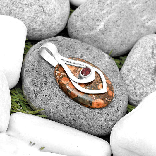 Natural Poppy Jasper & Garnet Pendant P-1562 SDP135447